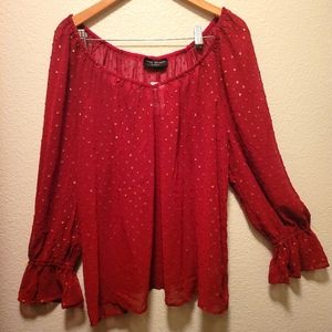 Classic Long Sleeve V Neck Clip Dot